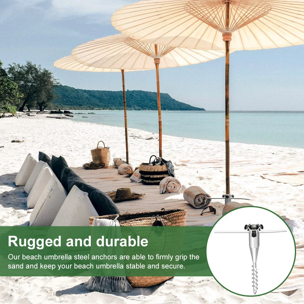 Beach Umbrella Sand Anchor No Dig Metal Umbrella Stand Heavy Duty Beach Sand Ground Anchor for Patio Umbrella Base