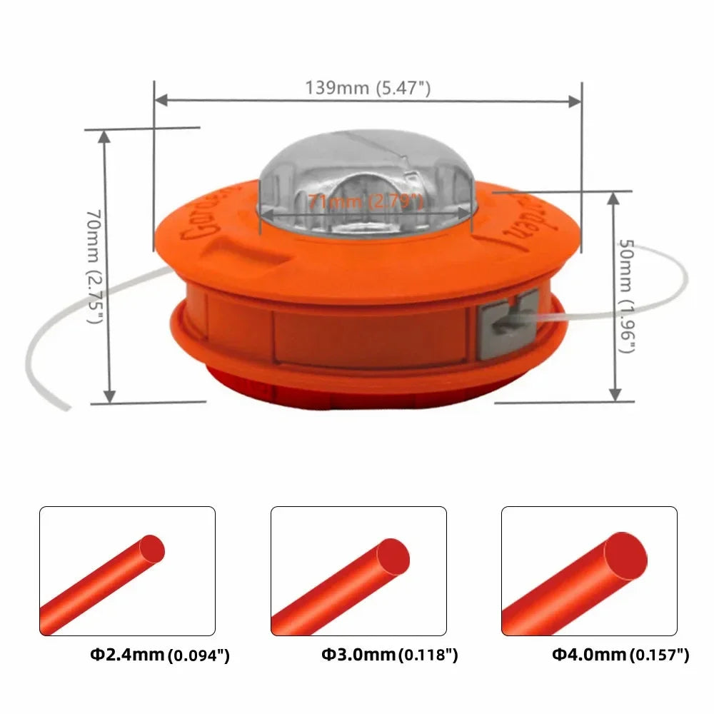 Universal M10 Aluminum Nylon Trimmer Head 2 Line Grass Cutter Bump Spool for Brush Mower Garden Strimmer