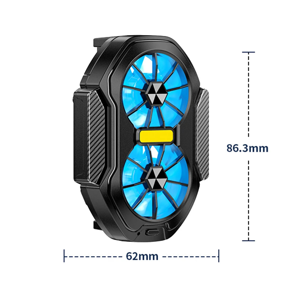 alloet Enfriador Teléfono Doble Ventilador | USB-C | Luz Azul | Android y iPhone | Enchufable y Recargable