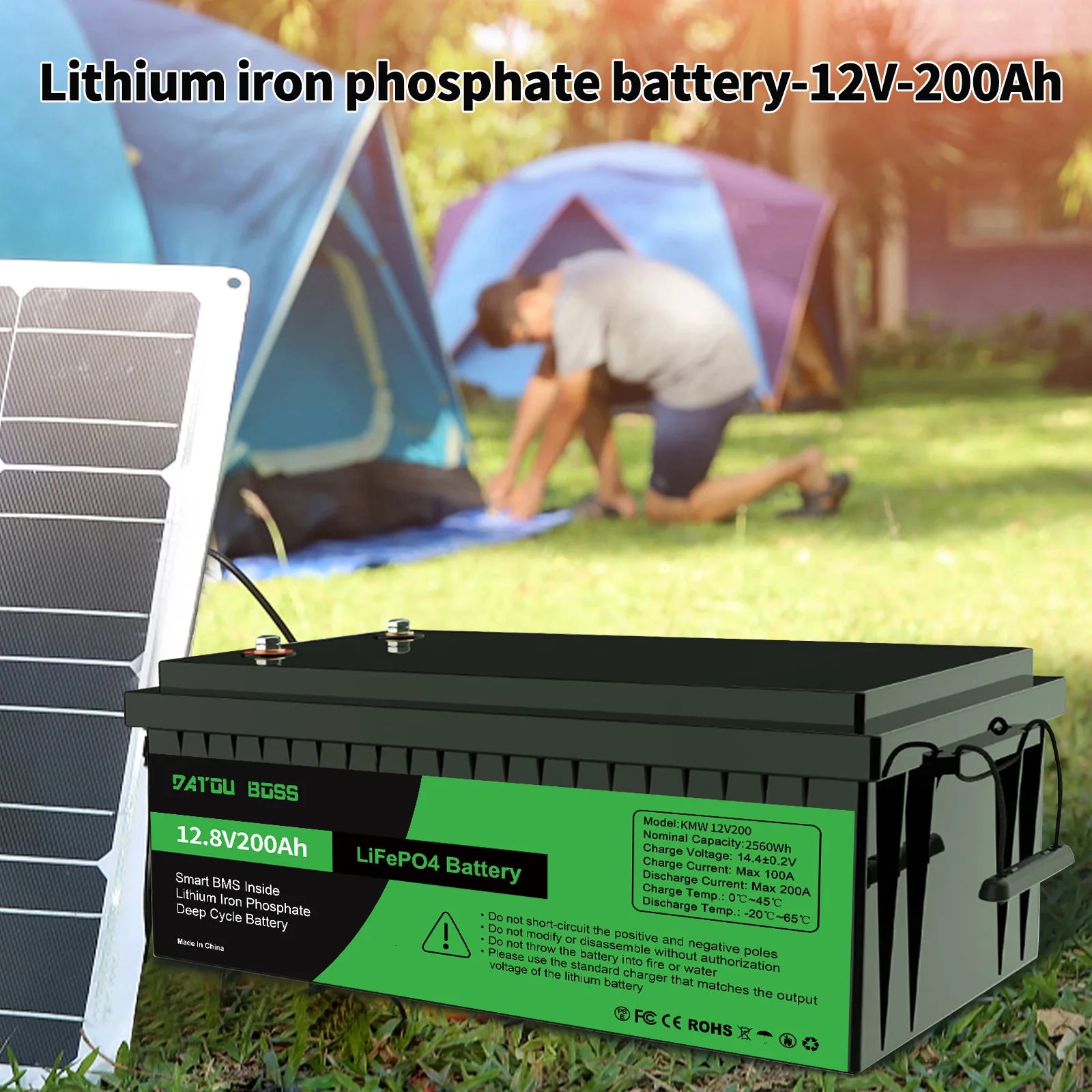 Batería LiFePO4 12V 200AH DATOUBOSS 2560W | BMS | Solar Recargable 🔋