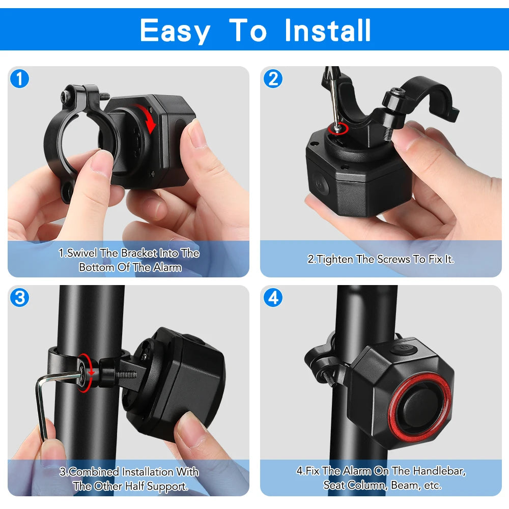 Smart Bike Light Alarm Brake-Sensing Taillight Remote Control Motorcycle Alarm Security Protection 110dB