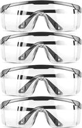Clear Anti-Fog Safety Goggles, Wide Vision Protective Eyewear, Industrial Approved (4 Pack)