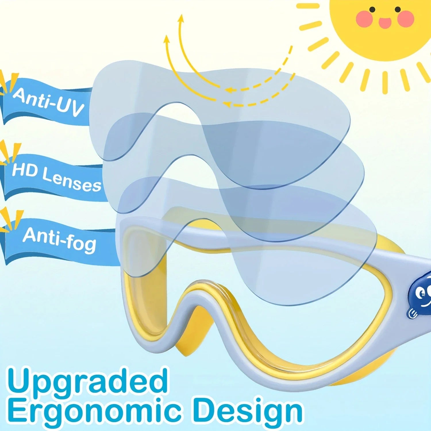 1pc Adorable  Print  Swim Goggles - Fog-Free, Leakproof, Large Frame for Wide-Angle Vision - Perfect Swimming Accessory for Chil