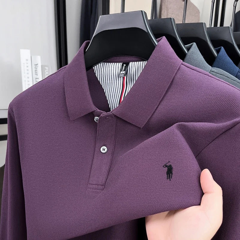 Polo Manga Larga 100% Algodón con Bordado de Pony | Casual Business Hombre 👔