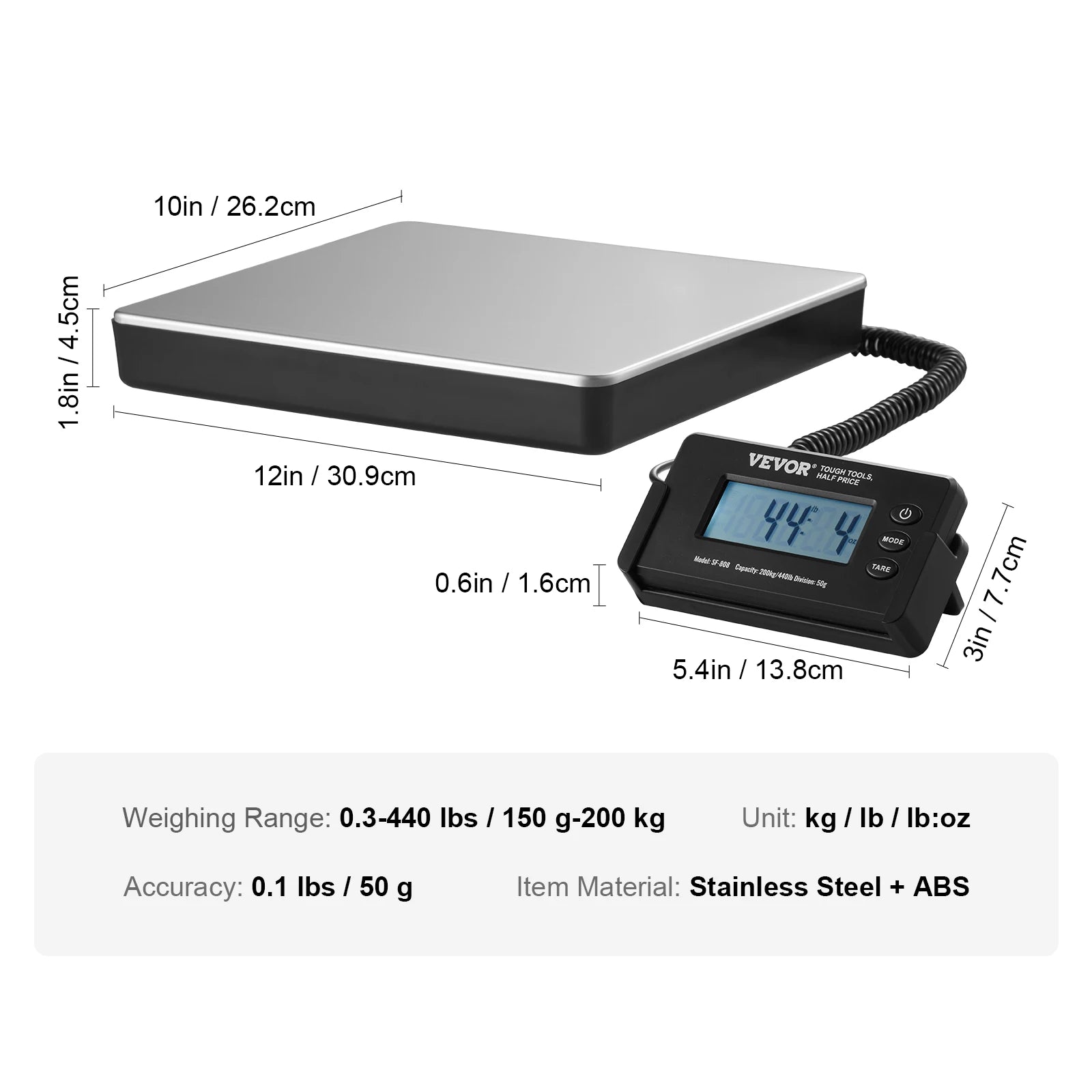 SucceBuy Digital Shipping Scale 440lbs | Timer + Tare | HD LCD | Home & Post Office