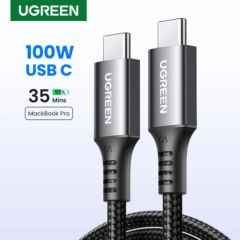 UGREEN Cable USB-C 100W 5A | QC4.0 | Trenzado Aluminio | iPhone 17/16/15, MacBook, Samsung S25/S24