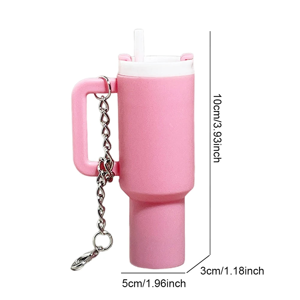 Mini Cup Keychain Lip Balm Keychain Cute Tumbler Key Ring Chapstick Holder Keychain Handbag Charms Key Ring for School Bag