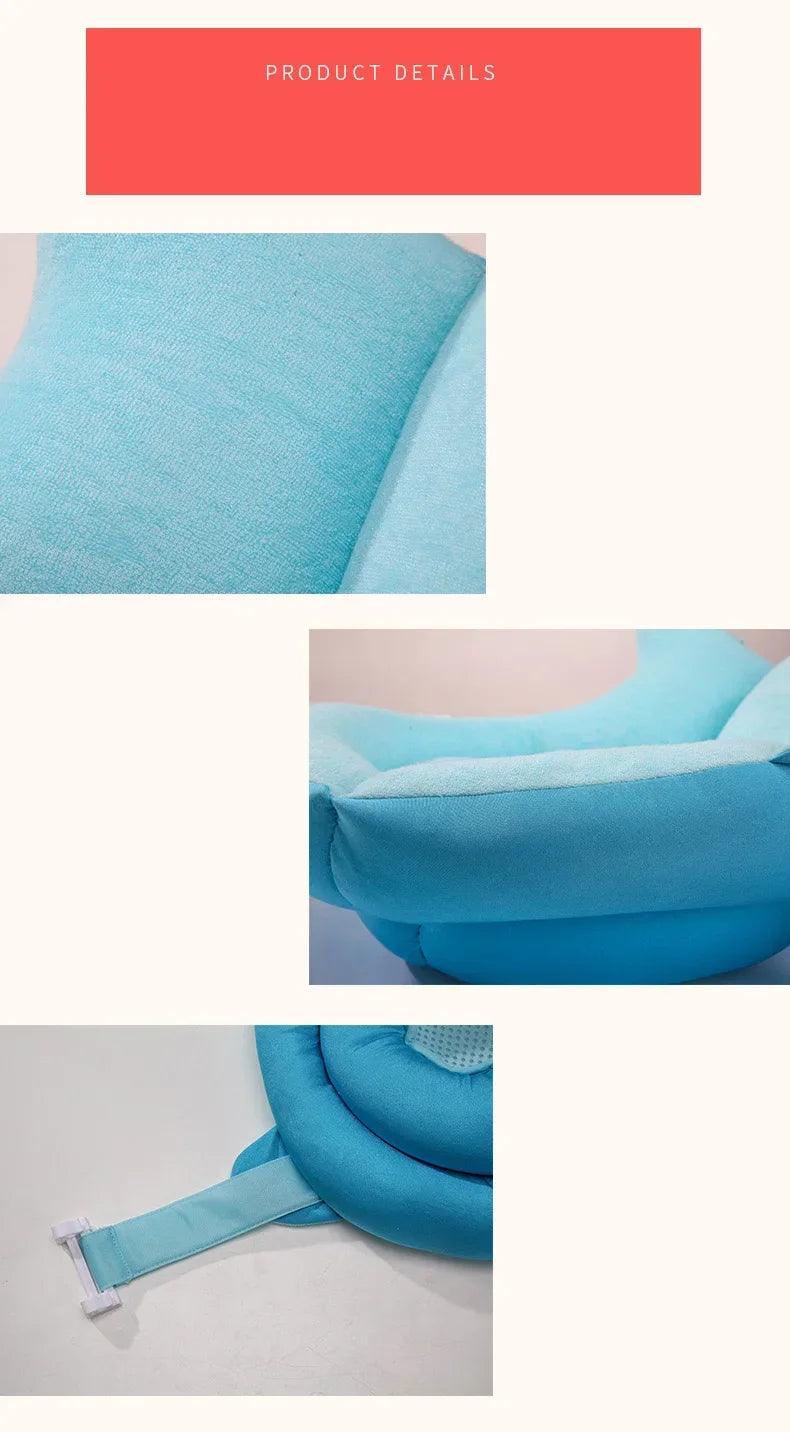 Baby Bath Seat Support Mat Foldable Baby Bath Tub Pad Chair Newborn Bathtub Pillow Infant Anti-Slip Soft Comfort Body Cushion