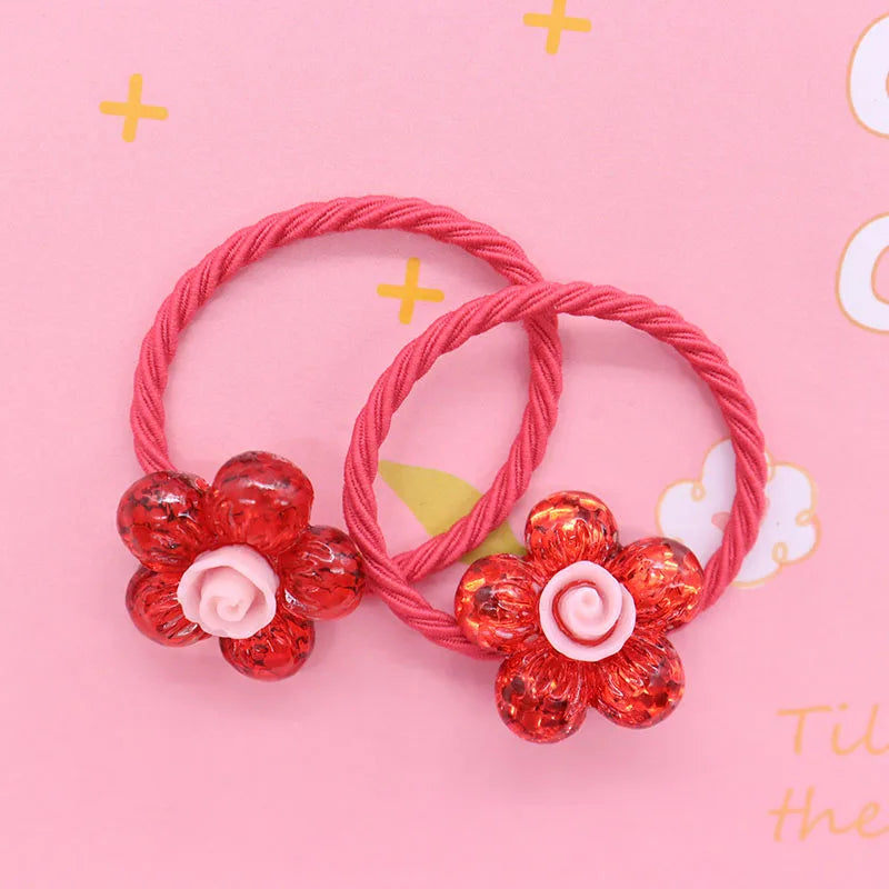 2Pcs/Set Halloween Gift Resin Strawberry Hair Accessories Colorful Hair Ties Children's Rubber Bands Kid Headband Scrunchies
