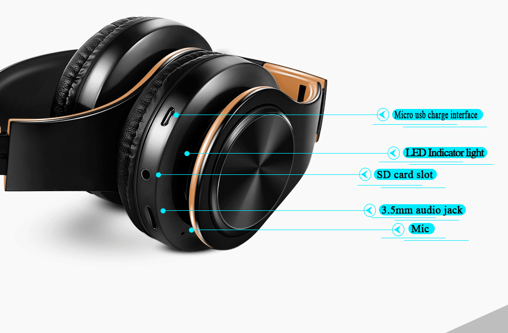 HIFI Stereo Bluetooth Headphones | FM Radio + SD Card + Mic | iPhone Samsung Xiaomi