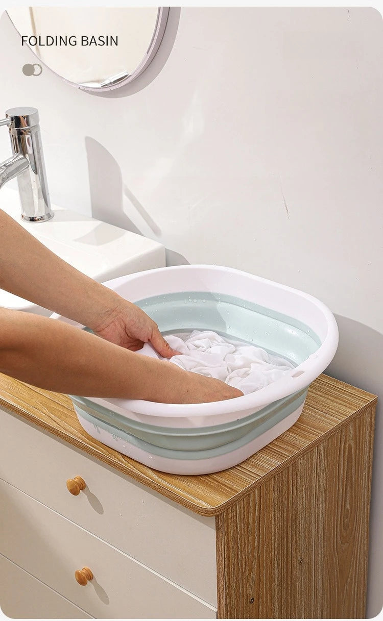 Folding Washbasin Silicone Portable Basin Foldable Bucket Camping Sink Bath Goods Dorm Room Essential Collapsible Laundry Bowl