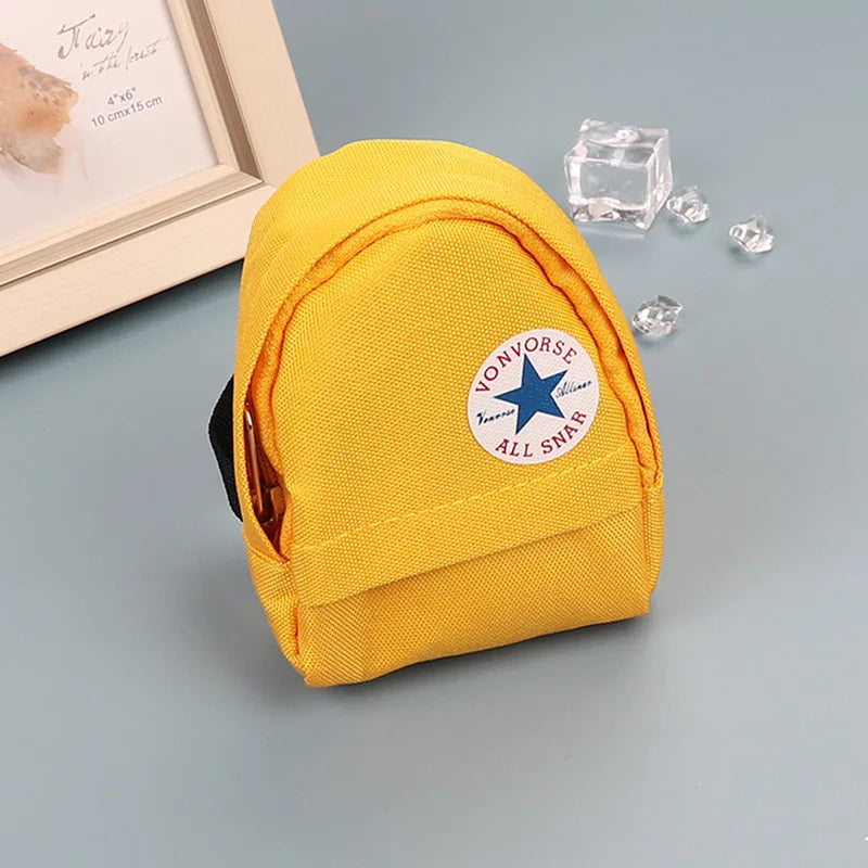 Creative Mini Backpack Design Coin Purse Men Women Portable Mountaineering Buckle Key Wallet Canvas Earphone Storage Bag