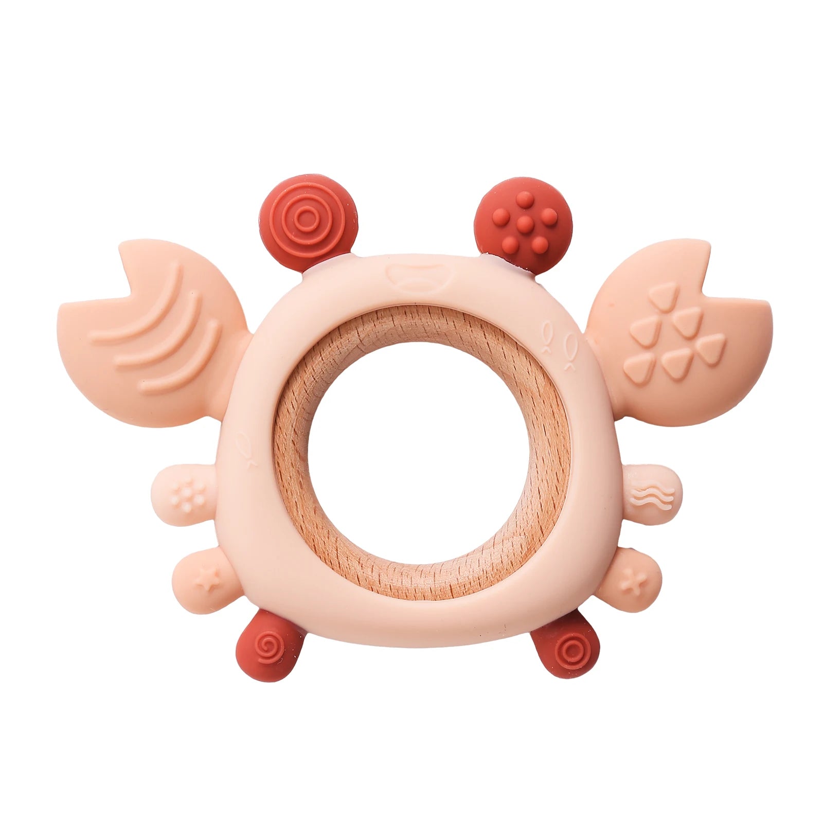 Crab Silicone Teether with Wooden Ring — BPA Free | Baby 0-6 Months