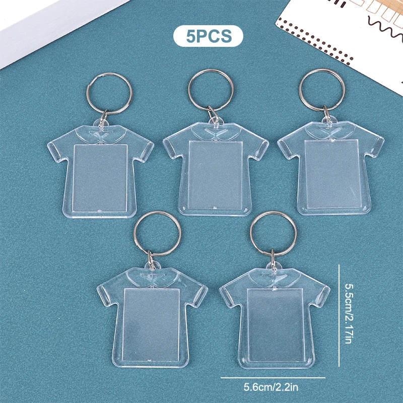 5pcs Blank Photo Frame Keychain Clear Acrylic Keyring Insert Photo Split Key Pendant DIY Key Holder Couple Anniversary Gifts
