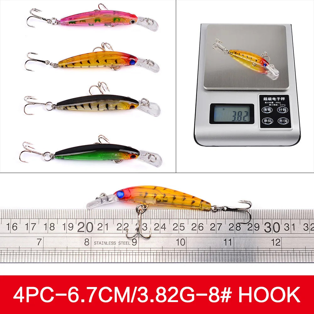 Set Múltiple Señuelos Ruia | Minnow Biónico | Crankbait Hundimiento | Bass | Wobbler con Anzuelos Triples - Firu Total Sales