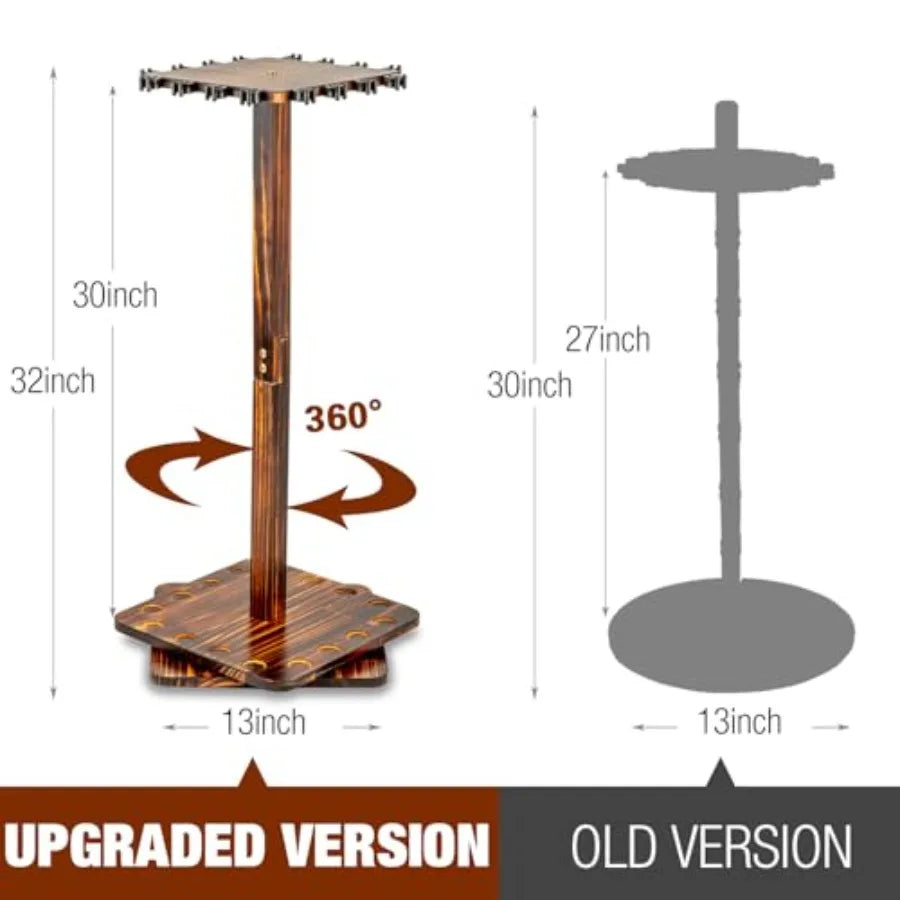 Fishing Rod Holders for Garage 360 Degree Rotating Fishing Pole Rack Floor Stand Holds up to 16 Rods Wood Fishing Gear Equipmen