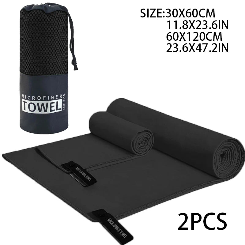 2-pcs Microfibre set sports towel fitness swimming towel body bath towel canbeused for yoga running camping beach WashclothTowel