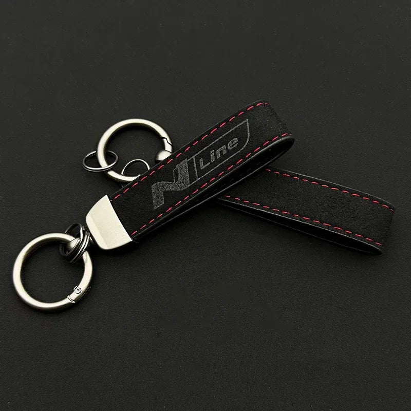 1pc Woman Men Suede Leather N Line Luxury Car Keychain For Hyundai i30 i20 i10 Elantra Kona Tucson Auto Decoration Accessories