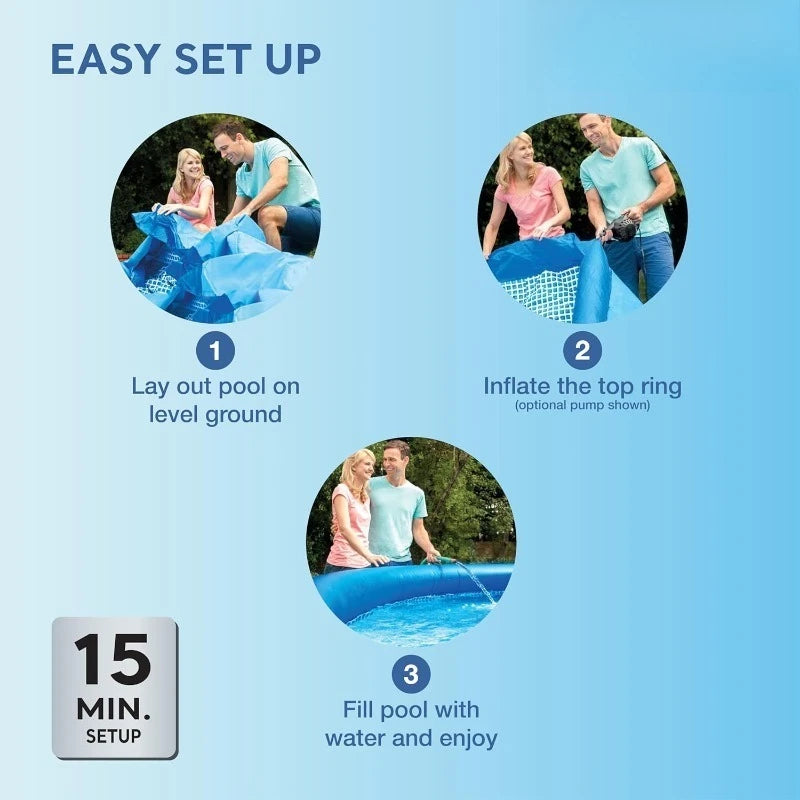 28167EH Easy Set Inflatable Swimming Pool Set: 15ft X 48in Includes 1000 GPH Cartridge Filter Pump Removable Ladder