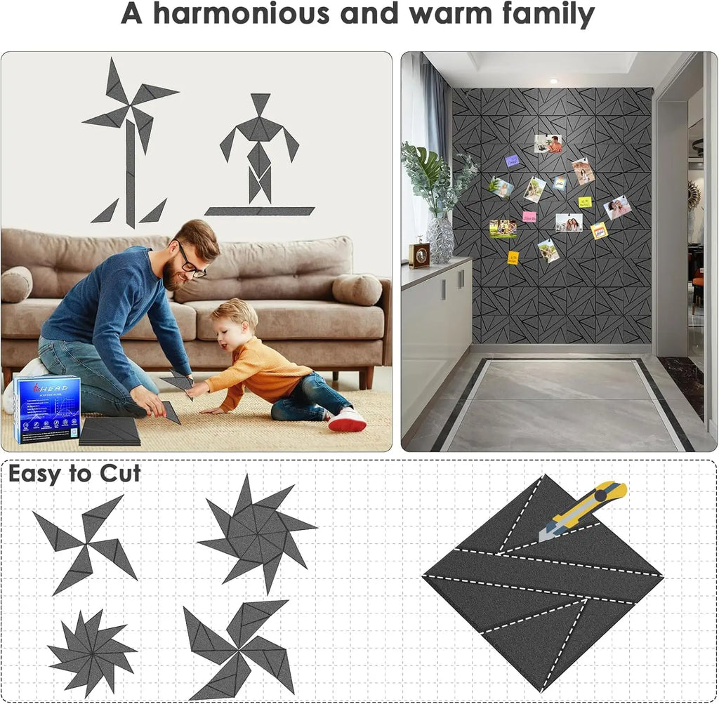 8 Pack Self-Adhesive Soundproof Wall Panels, 12x12x0.47in High Density Acoustic Foam, Peel and Stick Studio Black