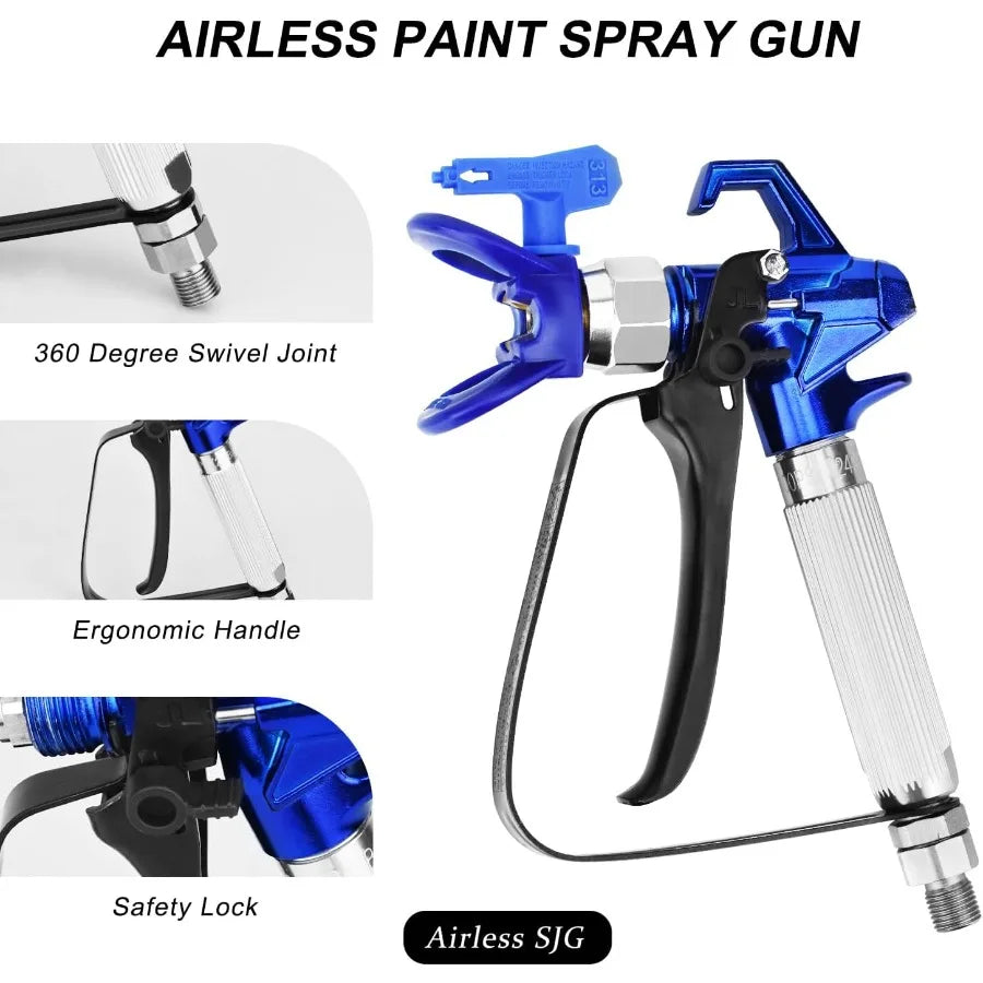 3600 PSI HighPressure Airless Paint Sprayer Gun with Integrated Tip Guard Includes 5 Spray Tips and 5 Replacement Filters Sizes