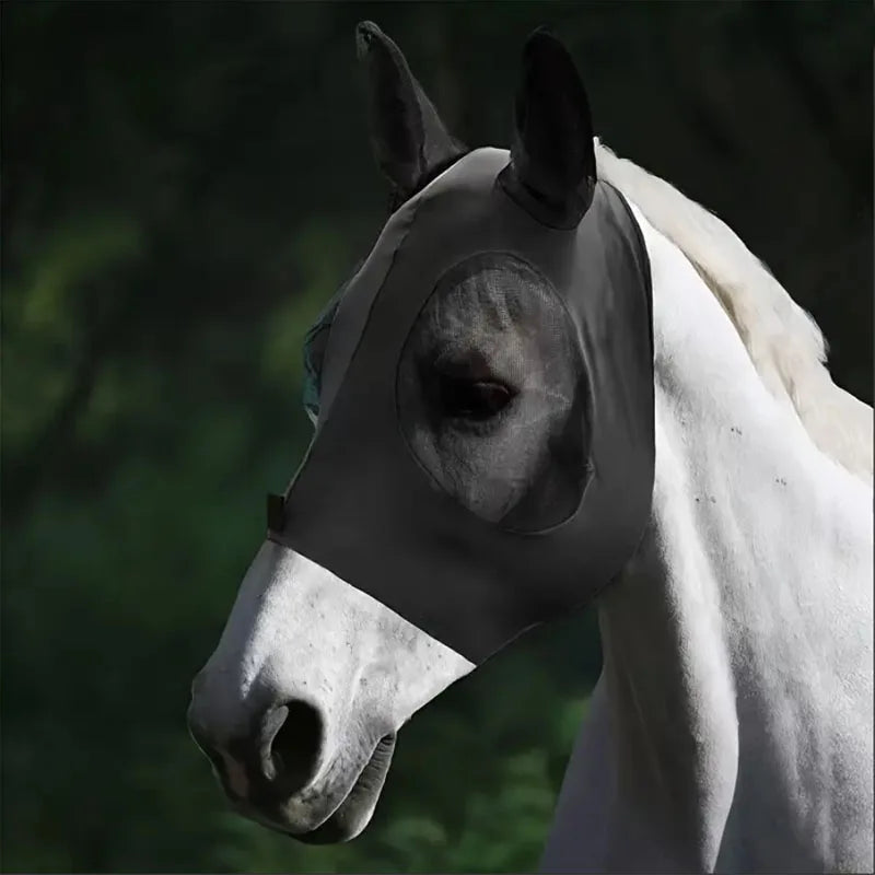 Breathable Horse Face Mask, Comfortable Mesh Horse Fly Mask with Ear Covers, Equestrian Supplies
