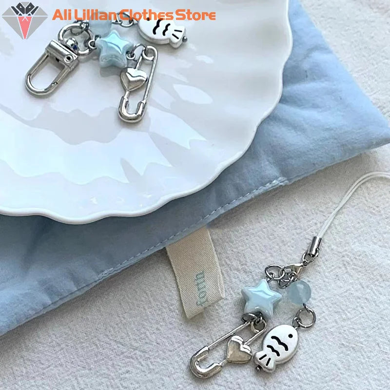 Summer Small Fish Star Charm Keychain Phone Lanyard Keyring Bag Pendant Accessory Aesthetic Y2k Jewelry