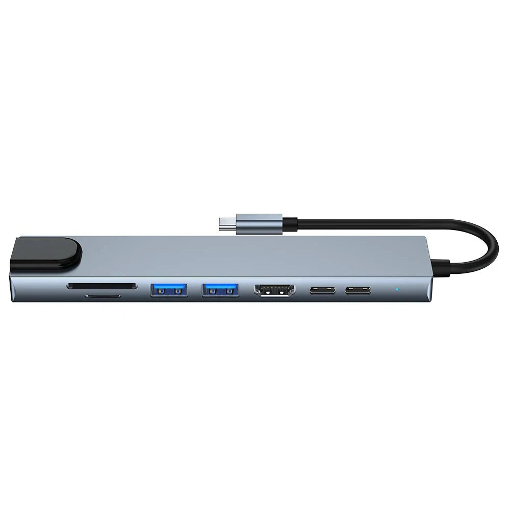 Hub USB-C 8 en 1 FEIWIMI | HDMI 4K 30Hz | RJ45 100Mbps | VGA | PD 100W | Docking Station - Firu Total Sales