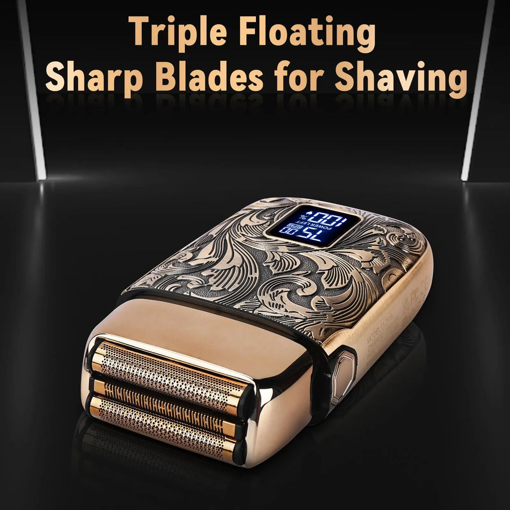 Ufree Close Shaver Electric Foil Shavers for Men, 3-Speed Electric Razor, Bald Head Shavers, Face Shaving Beard Trimmer with LCD