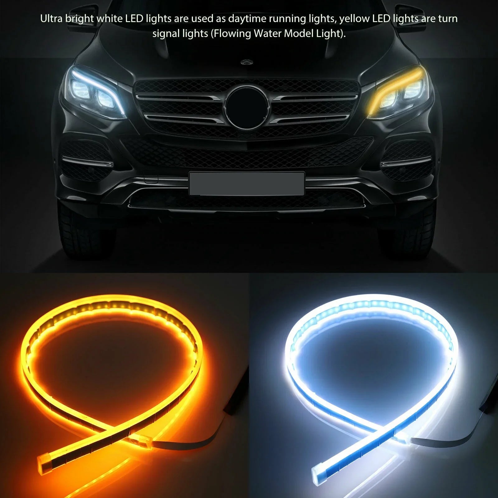Par Tiras LED DRL 12V | Intermitente Secuencial Switchback | 30/45/60cm | Impermeable | Universal Auto
