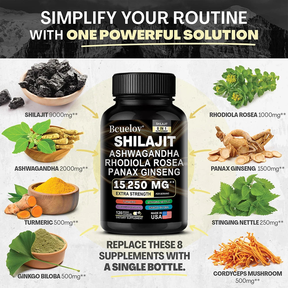 Natural Rhodiola Rosea + Ginseng Extract Supplement, 1525 mg, Supports Whole Body Energy, Joint Health and Muscle Mass