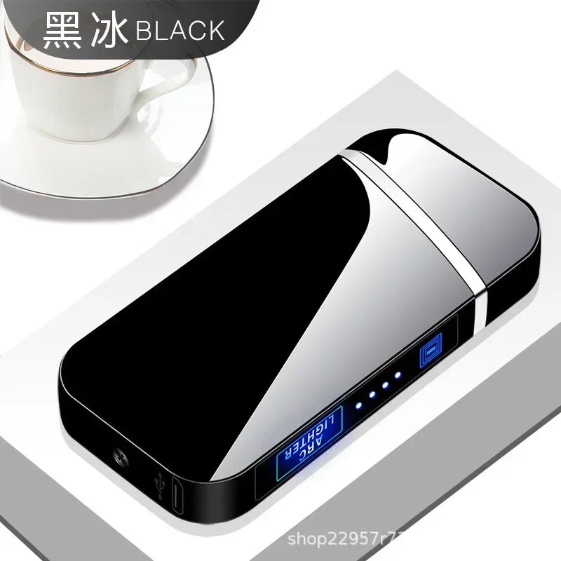 Smart Windproof Flameless Plasma Lighter | Double Arc USB Rechargeable | LED Power Display Touch | Metal Body