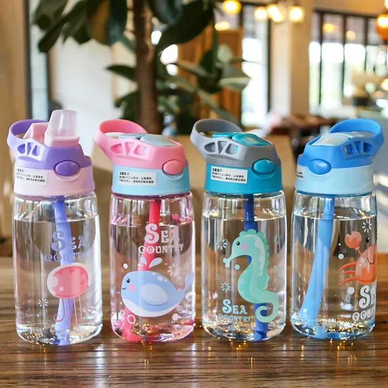 Vaso Sippy Cartoon para Niños con Pitillo | Antiderrame | Portátil Exterior 🍼