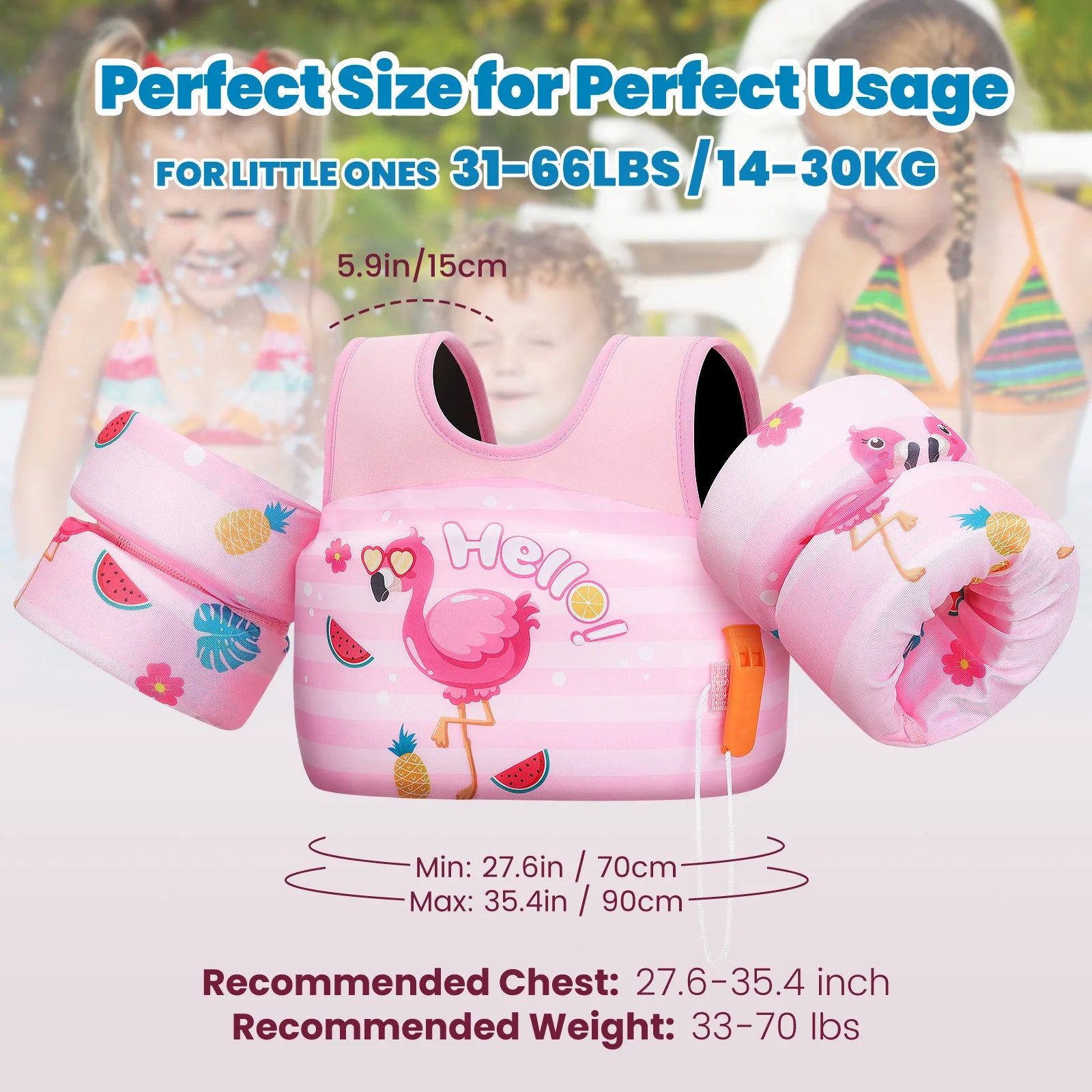 Kids Life Vest Children's Swimming Arm Float Whistle Child Lifejacket Swimsuit Foam Safety Swimming Pool Accessories for kayak