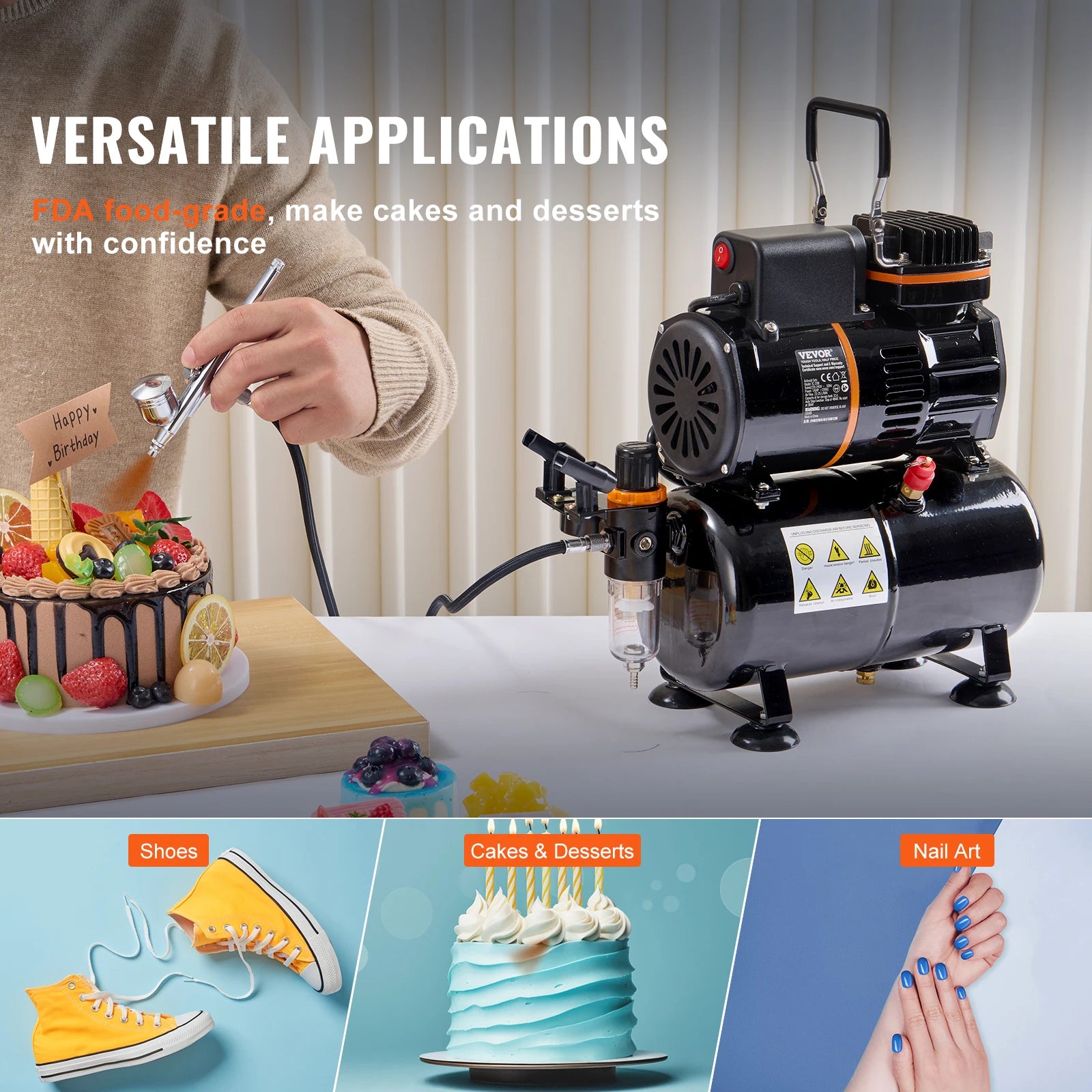 SucceBuy Airbrush Gun Dual Action Gravity Feed 0.3 mm and 0.5 mm Nozzles Airbrush Kit with 2/7/12ml Copper Cups and Cleaning
