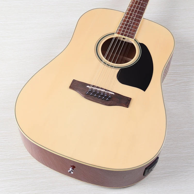 Guitarra Acústica de 12 Cuerdas 41" | Madera Spruce | Diseño Folk | Negro y Natural 🎸