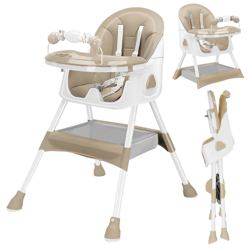 Silla Alta Plegable para Bebé E500 | Almohadilla Antideslizante y Porta Juguetes
