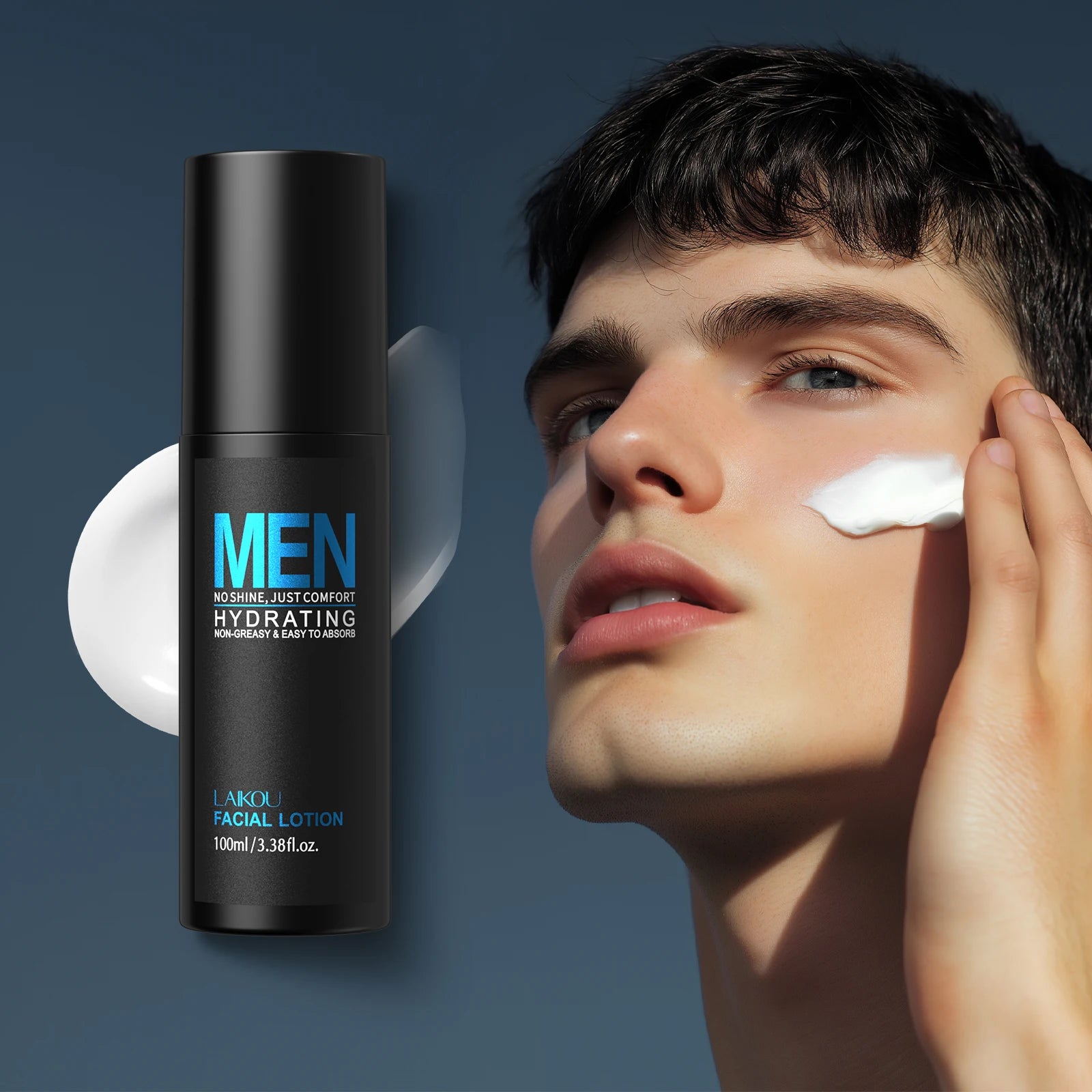 LAIKOU Men Skincare Set 4pcs TONE-UP Lazy Cream Facial Cleanser Toner Lotion Hydrating Oil Control 3-Minute Routine