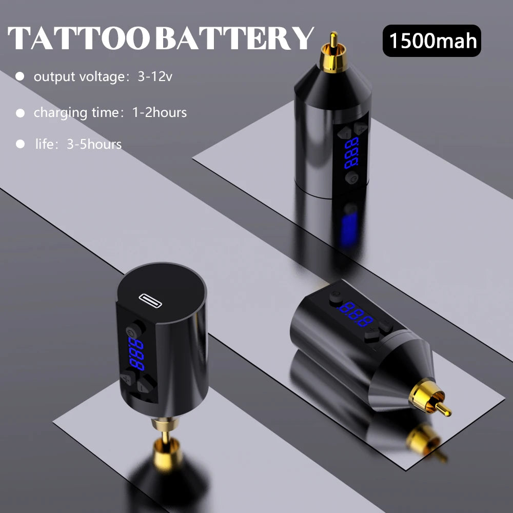 Wireless Tattoo Pen Kit, Wireless Tattoo Machine, Includes 10 Tattoo Needles and 2 Disposable Cap Tattoo Ink Cups, Tattoo Pen Machine Pen Holder, Transfer Paper and Other Tattoo Supplies, Suitable for Tattoo Beginners and Tat