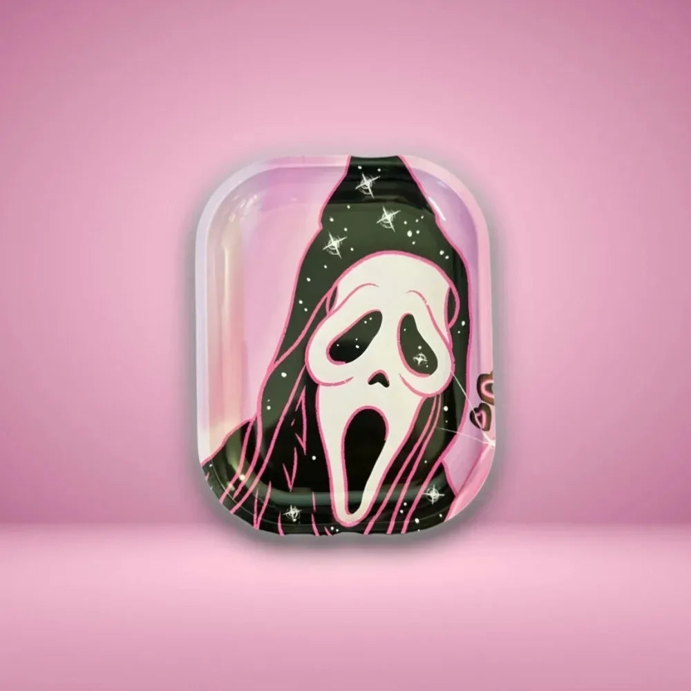 2 Pieces Spooky Ghost Halloween Rolling Tray Herb Grinder Kit Tobacco Smoke Accessories