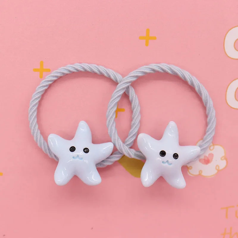2Pcs/Set Halloween Gift Resin Strawberry Hair Accessories Colorful Hair Ties Children's Rubber Bands Kid Headband Scrunchies