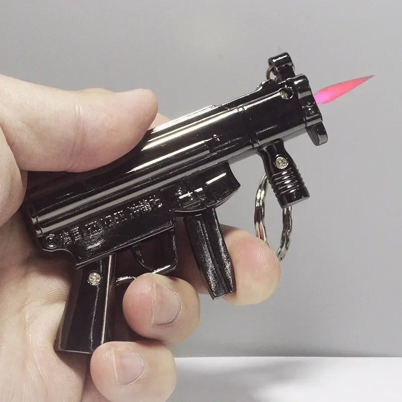 Various Gun Shape Cigarette Lighter，mini Portable Torch Lighter Refillable Butane Gas Open Flame Lighter Smoking Accessories