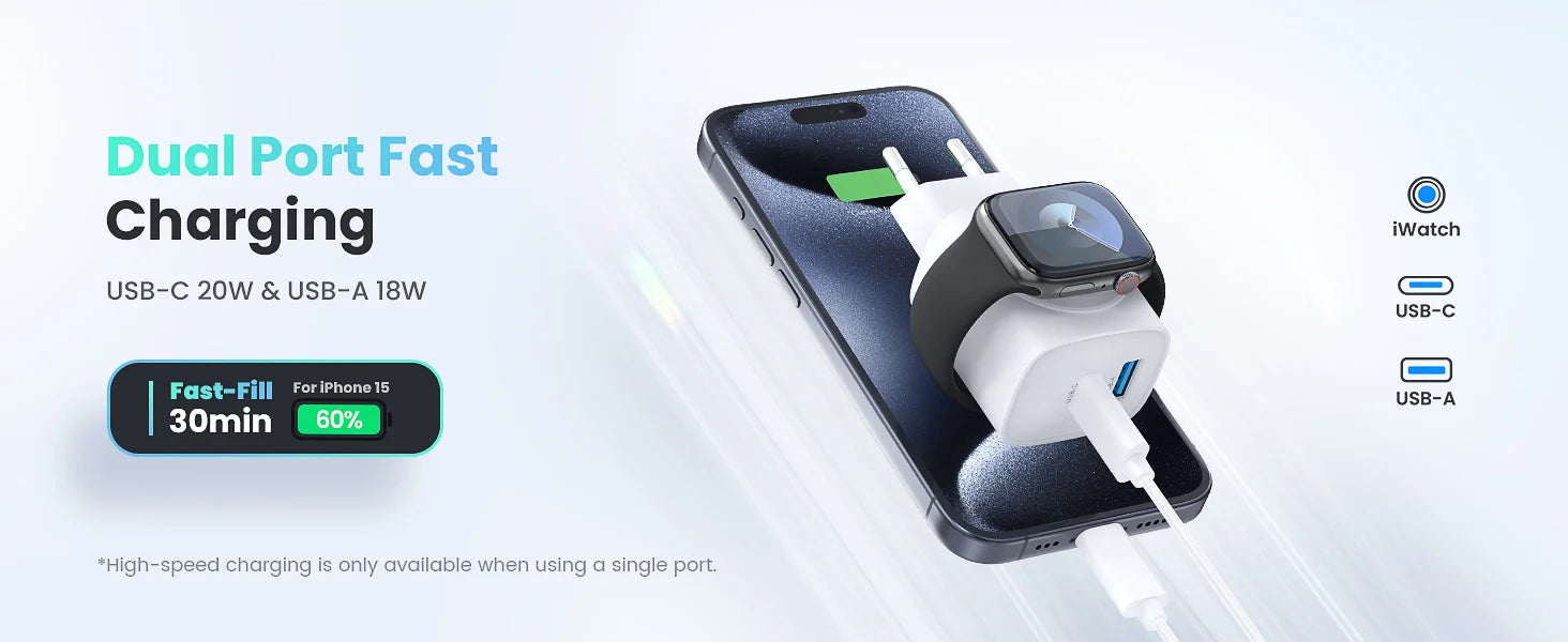 For Apple Watch Charger with 20W Fast Charging Block, 3 in 1 PD USB C Wall Charger Block for iWatch Charger,for iPhone, Ipad