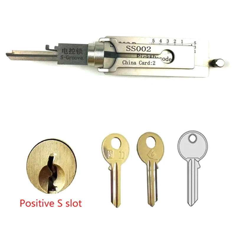 【AD】2-in-1 Stainless Steel Key Decoder Portable Precision Hook And Pickup Hand Tool O-ring Pickup Kit Lock Decoder Repair Tools