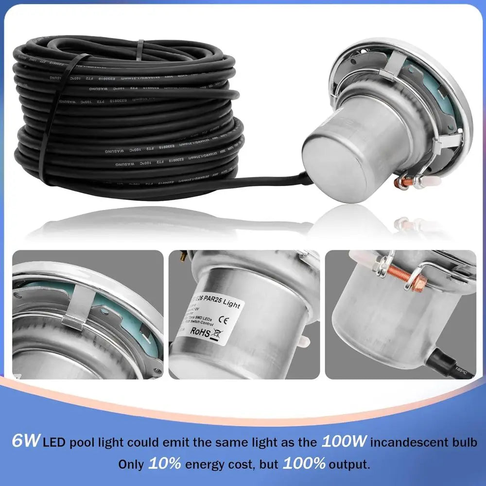 6 Inch LED Spa Lights or Inground Pool, 100T AC120V 6 Inch White Pool Lights, Underwater Swimming Pool Spa Light or Pools and Sp