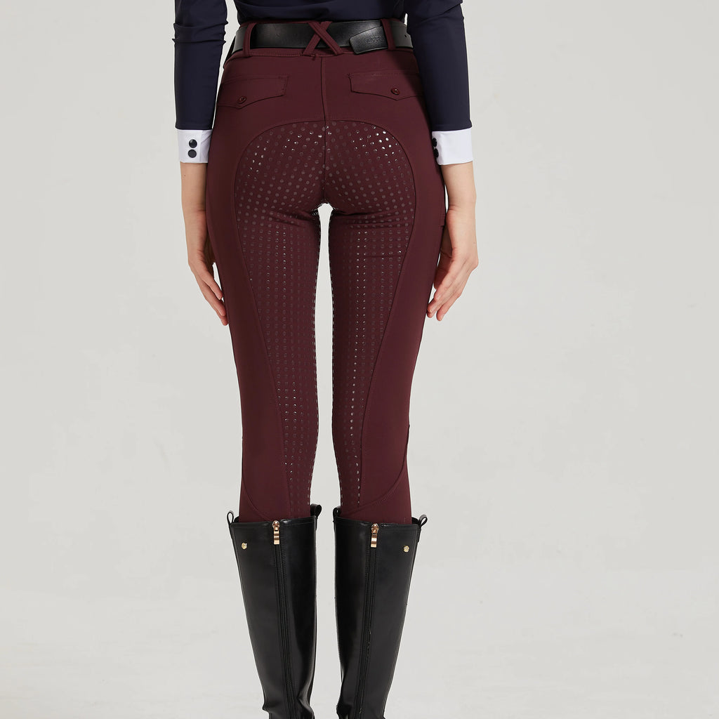 Professional equestrian pants full silicone quick-dry elastic tight equestrian sports pants anti-slip riding pants thick wear-re