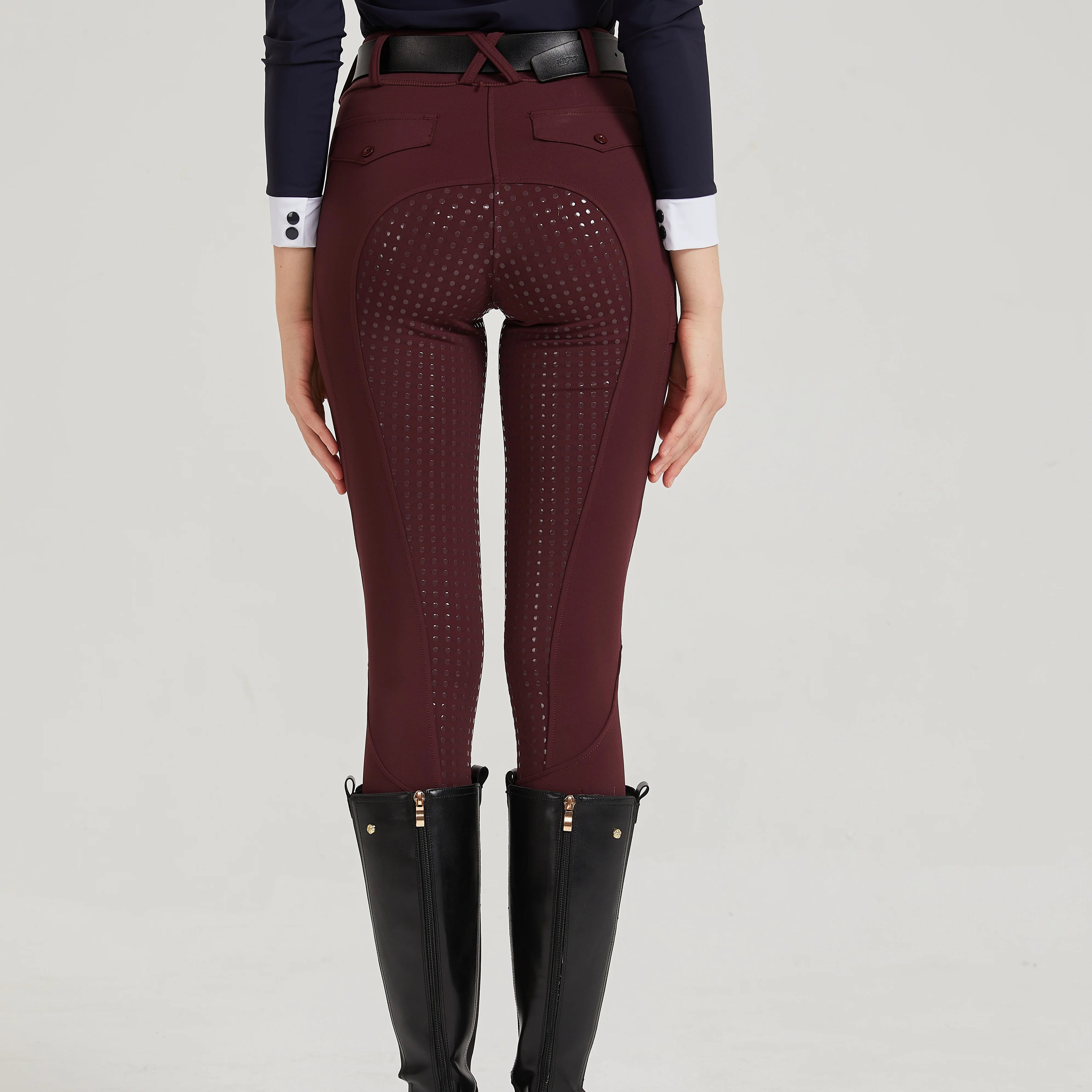 Professional equestrian pants full silicone quick-dry elastic tight equestrian sports pants anti-slip riding pants thick wear-re