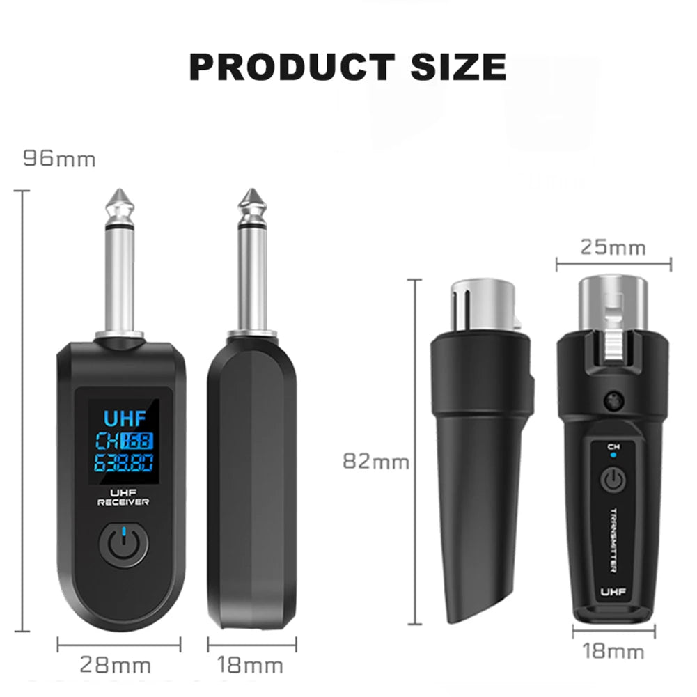 Wireless Microphone Converter XLR Transmitter and Receiver Signal Adapter for Audio Mixer Dynamic Mic Electric Guitar Bass