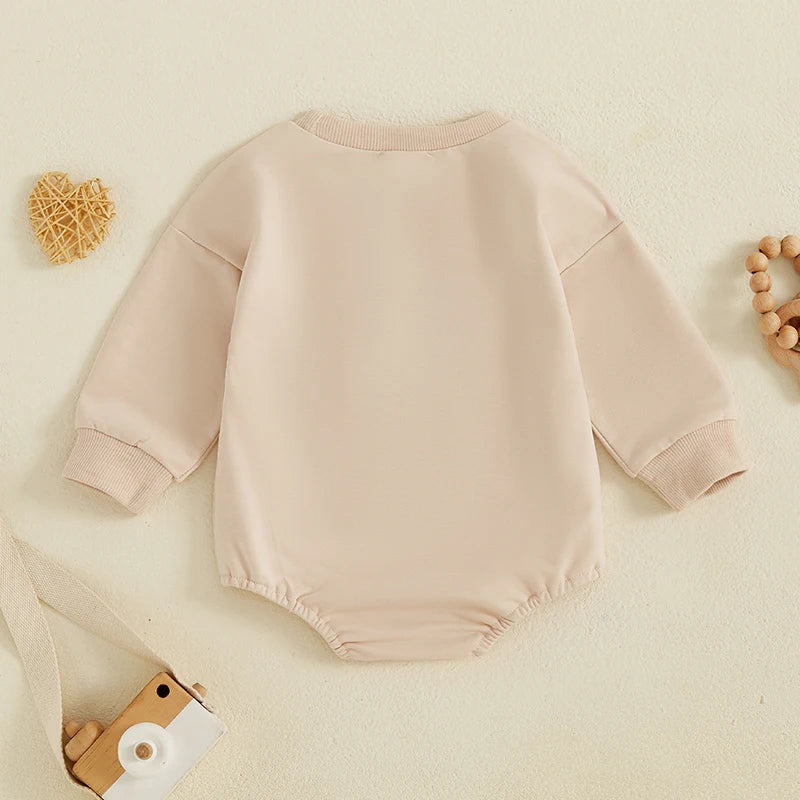 Baby Sweatshirt Romper Colorful Letter Embroidery Long Sleeve Crew Neck Bodysuit Newborn Playsuit - Firu Total Sales