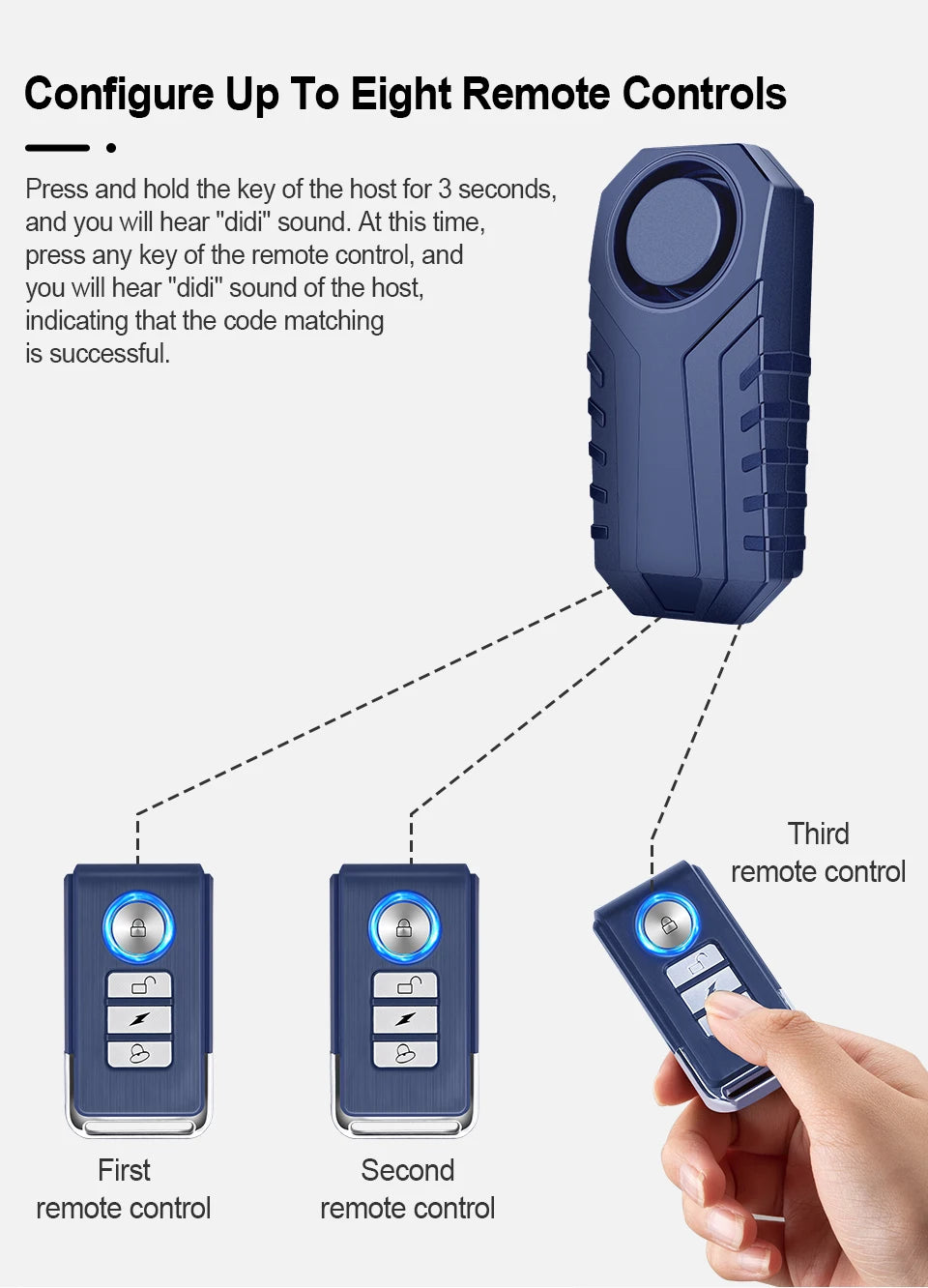 113dB Bike Anti-Theft Alarm with Remote Wireless Anti-Theft Motorcycle Alarm Triggered Vibration Sensor for Electric Scooter